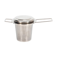 2.5"D x 2.75"H Stainless Steel Barrel Style Tea Strainer Infuser with Collapsible Handle (10/100)