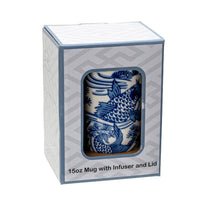 Koi Fish Design 15oz Tea Mugs with Lid and Infuser for Loose Leaf Tea (4/32)
