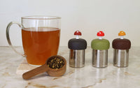 Mushroom | Floating Tea Steeper | Green Base | Red: Earth Green / Candy Apple Red Mushroom