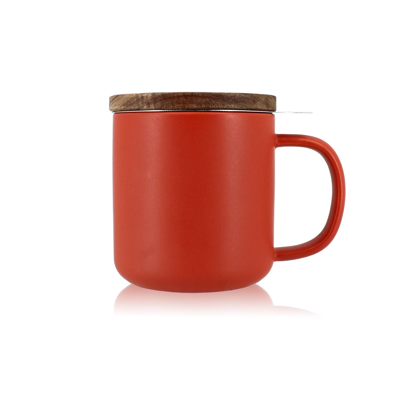 Paprika Stoneware Tea Cup With Steeping Infuser, 10oz