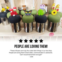 Mushroom | Floating Tea Steeper | Green Base | Red: Earth Green / Candy Apple Red Mushroom
