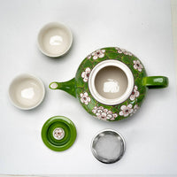 Ume Plum Blossoms Green Tea Set (Tea Pot with 2 Cups)