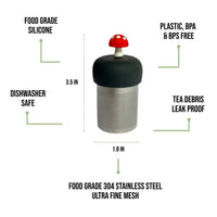 Mushroom | Floating Tea Steeper | Grey Base | Red: Charcoal Grey / Candy Apple Red Mushroom