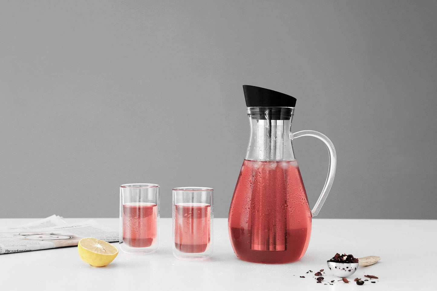 Glass Iced Tea Carafe w/ Infuser - 47oz / 1.4L