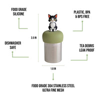 Black & White Cat | Floating Tea Infuser | Green Base