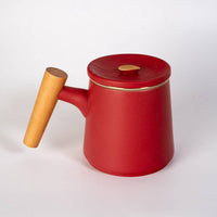 12oz Tea Mugs with Lid and Infuser for Loose Leaf Tea Mountain Range Red (4/48)