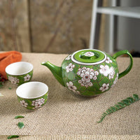 Ume Plum Blossoms Green Tea Set (Tea Pot with 2 Cups)