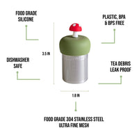 Mushroom | Floating Tea Steeper | Green Base | Red: Earth Green / Candy Apple Red Mushroom