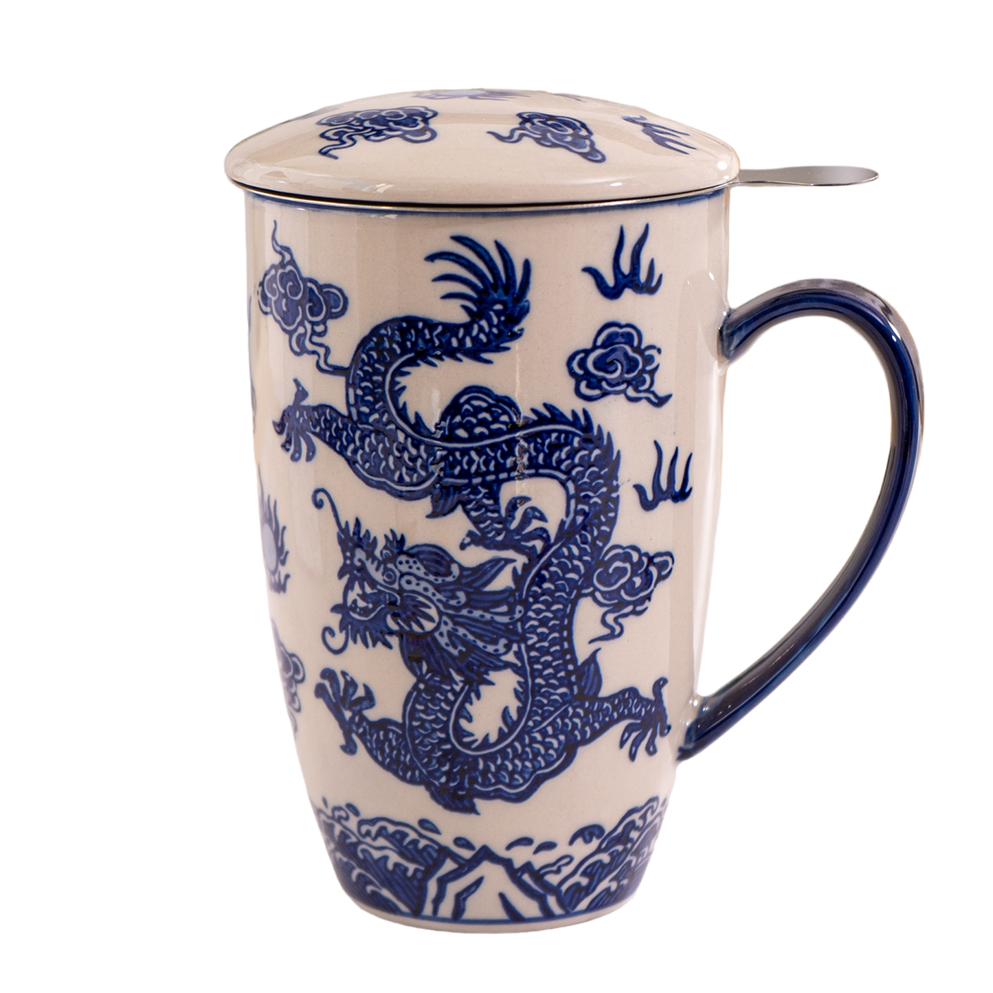 Oriental Ryu Dragon Design 15oz Tea Mugs with Lid and Infuse